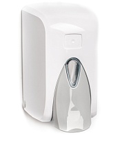S5 - Дозатор Vialli для жидкого мыла, 0,5 л, ABS-пластик, цвет белый  (кнопка ув. размера, ABS-пластик, цвет серый)