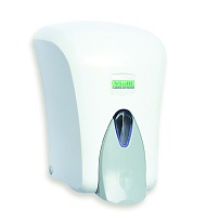S6 - Дозатор Vialli для жидкого мыла, 1,0 л, ABS-пластик, цвет белый  (кнопка ув. размера, ABS-пластик, цвет серый)